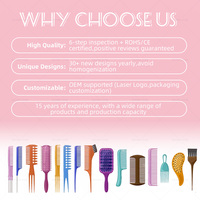 Brosse à cheveux pour perruque en poils de sanglier 100% rose, noir, blanc, or rose, avec logo personnalisé