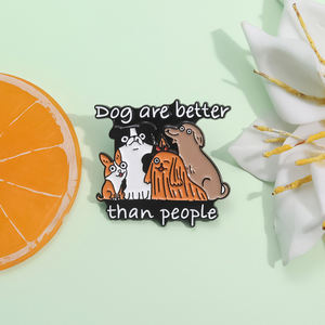 Toptan köpekler insanlar daha iyidir emaye pimleri özel karikatür köpek hayvanlar broş çanta yaka rozeti takı aksesuarları hediyeler - Product Image 2