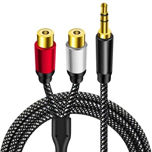 Vàng đen mạ 3.5mm AUX Adapter âm thanh 3.5mm nam stereo jack để kép RCA 2 RCA nữ cắm bộ chuyển đổi âm thanh Dây cáp - Product Image 2