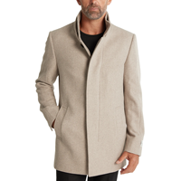 Manteau court élégant en laine mérinos beige pour hommes Veste trench décontractée à simple boutonnage avec fermeture à boutons