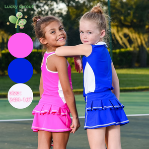 Yeni gelenler özelleştirmek logo renk yaz aktif elbise giyen kısa tenis etek çocuklar için 2 parça Set - Product Image 1