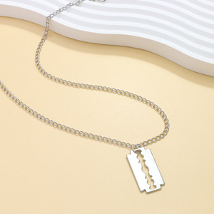 Collier lame en alliage de zinc argenté, pendentif unisexe, accessoire de style hip-hop, bijoux chaîne - Product Image 4