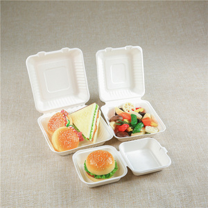 Contenants à burger en bagasse biodégradables et compostables, <span class=keywords><strong>vaisselle</strong></span> personnalisable, vente en gros, emballage en vrac pour cafés, boulangeries, nature - Product Image 4