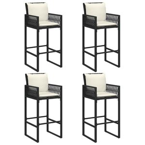 Black Rattan <b>Garden</b> <b>Bar</b> Set With <b>Table</b> And 4 Stools Outdoor Furniture Contemporary Design For Patio Or <b>Garden</b> Use - Product Image 5