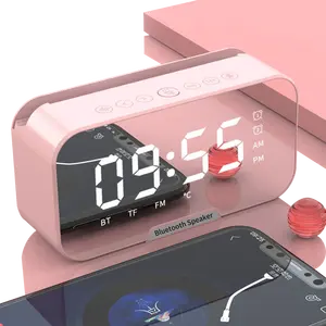 2023 New Product Popular Multi-functional Waterproof Wireless Speaker Hi-fi Speaker Mirror LED Display Speaker Alarm Clock