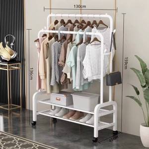 <span class=keywords><strong>Porte</strong></span>-vêtements métallique robuste à double niveau sur pied pour salon, chaussures et présentation de vêtements en magasin - Product Image 3