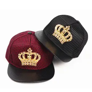 Topi King Crown, Topi Baseball dengan Logam, Topi King Crown, Topi Hip Pop, Topi Datar, Mode