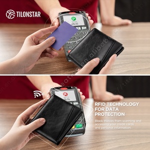 TILONSTAR TVW119 Factory Wholesale Portable RFlD Blocking Leather Bifold Wallet With <b>ID</b> Window Luxury Wallets For Men - Product Image 3