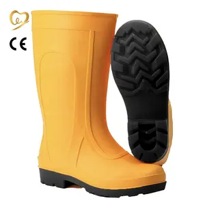 Goof sepatu bot keselamatan PVC atas kuning kualitas tinggi Boot kerja ujung baja antiair CE standar PVC