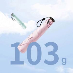 Japanese Ultra Light 190T Nylon Fabric Pongee Three <b>Fold</b> Custom Logo Pencil Anti Ultraviolet Sun Umbrella - Product Image 3