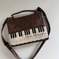 Nouvelle Collection Hiver 2025 : Sac Carré en PU Bicolore, Style Doux et Original pour Fille, Fermeture Éclair Note de Piano, Bandoulière Unique, Portable, Taille Moyenne