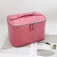 Sac de voyage portable pour maquillage JOYSUN, en cuir à motif crocodile bordeaux, imperméable, avec double fermeture éclair