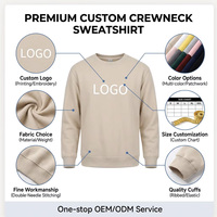 Sweat-shirt personnalisé beige pour homme à col montant brodé, en mélange de coton respirant épais, coupe oversize, style urbain, pour l'hiver