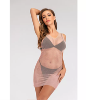 Sexy Strass Jurk Voor Vrouwen Doorschijnende Mesh Cover Up Jurk Doorzichtig Strand Badmode Bikini Coverups