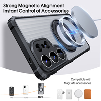 Étui de téléphone antichoc pour Samsung Galaxy S26 Ultra S25, coque robuste avec anneau magnétique rotatif à 360 degrés, béquille en métal