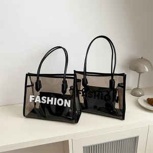 Collection d'été, sac fourre-tout transparent en PVC personnalisé avec logo, vente en gros, petit sac de plage, de voyage et de shopping, cadeau pour femmes - Product Image 2