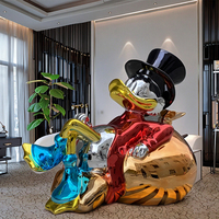 Vente Flash : Sculpture de Canard Porte-Monnaie en Fibre de Verre Électroplaquée Taille Réelle, Design Animalier Pop Art pour Décoration Intérieure