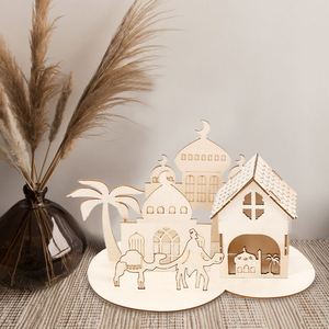 Wholesale Wooden <b>Table</b> Ornament EID Mubarak Islamic Home Decor Gifts Muslim Festival DIY Puzzle Design Ramadan Decorations - Product Image 1