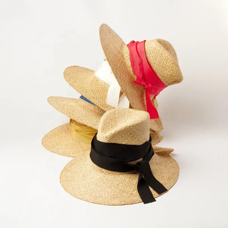 Custom Summer Latest Luxury Fashion Casual Beach Hat Sun Dress Women Lady Natural Raffia Straw Fedora Hat