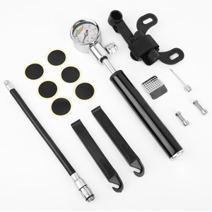 Pompe à pneu de vélo Yueli avec manomètre, mini pompe portable haute pression en alliage d'aluminium pour réparation de VTT - Product Image 2