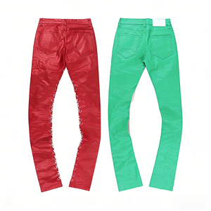 Jeans <span class=keywords><strong>skinny</strong></span> style Y2K pour hommes, jeans décontractés à coupe ajustée enduits de cire, jeans slim de haute qualité pour hommes, vente en gros - Product Image 4