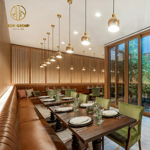 Divano Moderno in Legno e Velluto per Sala da Tè, Tavolo e Sedie per Caffè e Ristorante, Arredamento per Uso Commerciale - Product Image 5