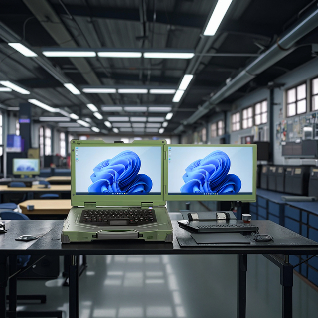 Heavy Duty Industrial Dual Screen Computer 15.6 Inch Rugged Portable Workstation With 2 Screens I7 Notebook
