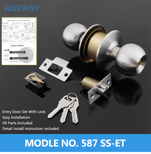 Anti-Theft Waterproof Keyed Entry <strong>Door</strong> <strong>Knob</strong> Set Solid Stainless Steel Interior &amp; Exterior Entrance <strong>Door</strong> Lock - Product Image 6