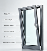 Fenêtres de villa modernes en aluminium à ouverture vers l'intérieur, double vitrage, insonorisées, sécurisées, durables, étanches aux intempéries