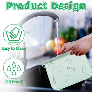 B2B Clearance Sale Non-toxic 4 Pcs Eco-Friendly Vacuum Compressed Silicone Food <b>Bags</b> <b>Zip</b> <b>Lock</b> Sealable Reusable for Soups Fruits - Product Image 5