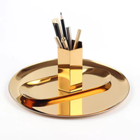 Fournitures de bureau créatives personnalisées Pot à crayons Conteneur de papeterie Porte-stylo vintage hexagone en diamant Porte-stylo en laiton doré