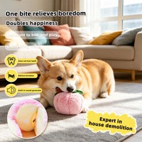 Jouet en peluche pour animaux de compagnie en forme de pêche, personnalisé, de haute qualité, doux, à mâcher, interactif, pour l'anxiété des chiots