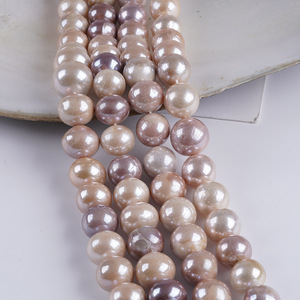 Perles d'eau douce naturelles brillantes plaquées, perles Edison en gros de Zhuji, 14-17 mm, perles en vrac pour la fabrication de bijoux, collier - Product Image 2