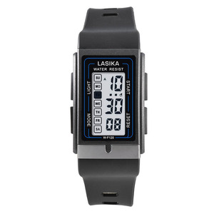 LASIKA, venta al por mayor de relojes deportivos digitales de lujo, pantalla <span class=keywords><strong>LCD</strong></span> con logotipo personalizado, resistente al agua, caja cuadrada, cronómetro de banda de plástico - Product Image 2