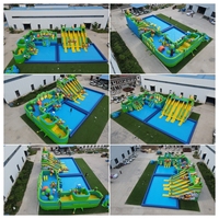 Parc aquatique gonflable géant tropical en PVC pour enfants, idéal pour la location commerciale en extérieur