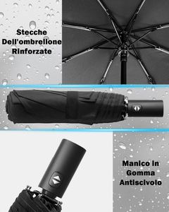 Parapluie inversé de voyage compact, portable, coupe-vent, pliable automatiquement, 8 baleines, pour la pluie, homme et femme - Product Image 2