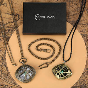 ของขวัญโบราณชุดกล่องนาฬิกาควอตซ์ Steampunk reloj <span class=keywords><strong>DR</strong></span> แปลก agamotto จี้ตาสร้อยคอนาฬิกากระเป๋าสำหรับผู้ชาย - Product Image 2