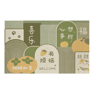 Alfombra de Entrada Rectangular de PVC Antideslizante con Diseño de Patchwork y Dibujos Animados, Alfombra de Bienvenida para el Hogar - Product Image 4