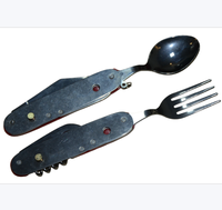 Fourchettes de qualité alimentaire avec porte-clés, 4 couteaux et cuillères de poche en acier inoxydable EDC pour le camping et la randonnée en plein air