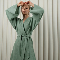 Robe de nuit décontractée RUIYI pour femme, col en V, manches longues, 100 % coton, couleur unie, respirante, pour la maison, printemps/automne/été
