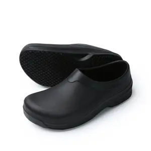 2024 नए आगमन काले तेल प्रतिरोधी रसोई के काम के जूते फ्लैट क्लॉग्स स्लिप-ऑन स्लाइड शेफ जूते पुरुषों महिलाओं के लिए