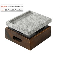 Plaque de cuisson en pierre de lave granitique pour steak, carrée ou ronde, avec réchaud à alcool intégré, pour restaurants de steaks