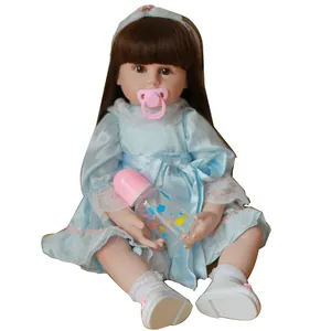Muñeca Reborn de silicona princesa niño Pelo Largo muñeca grande tela de Vinilo Suave bebés encantador para niña chico regalo 58 CM cuerpo 23 pulgadas PV