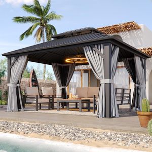 Gazebo Personalizado de Alta Calidad y Bajo Costo, con Estructura de Aluminio, Techo Rígido y Cortina de Privacidad - Product Image 1