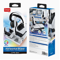 Support horizontal multifonctionnel ZTLEKE 2026P pour console Slim/Pro, couleurs RGB éblouissantes, équipé de 3 ventilateurs de refroidissement, en plastique