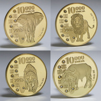 Pièces de monnaie étrangères commémoratives de la faune africaine de Zambie, incrustées de diamants, représentant un léopard et un éléphant