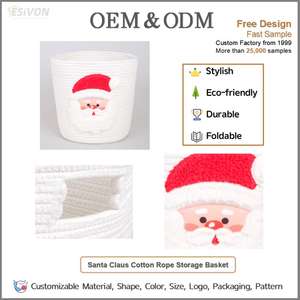 Panier de rangement blanc Père Noël avec poignées <span class=keywords><strong>en</strong></span> corde de coton écologique pour jouets d'enfants, cadeau de fête, décoration, directement de l'usine - Product Image 2