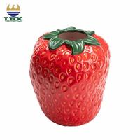 Fabricant Noir Fraise Vase Rouge Vert Rose Fruits Ornement De Table Vase En Céramique Pour La Décoration Intérieure Vase À Fleurs