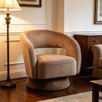 Fauteuil d'appoint pivotant moderne CARLFORD, fauteuil de luxe pour salon, chambre à coucher, fauteuil barillet, usage hôtelier