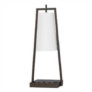 Lampe d'hôtel personnalisée, suite king-size contemporaine à deux chambres chez Candlewood Suites, lampes de bureau à abat-jour en tissu avec alimentation secteur - Product Image 1